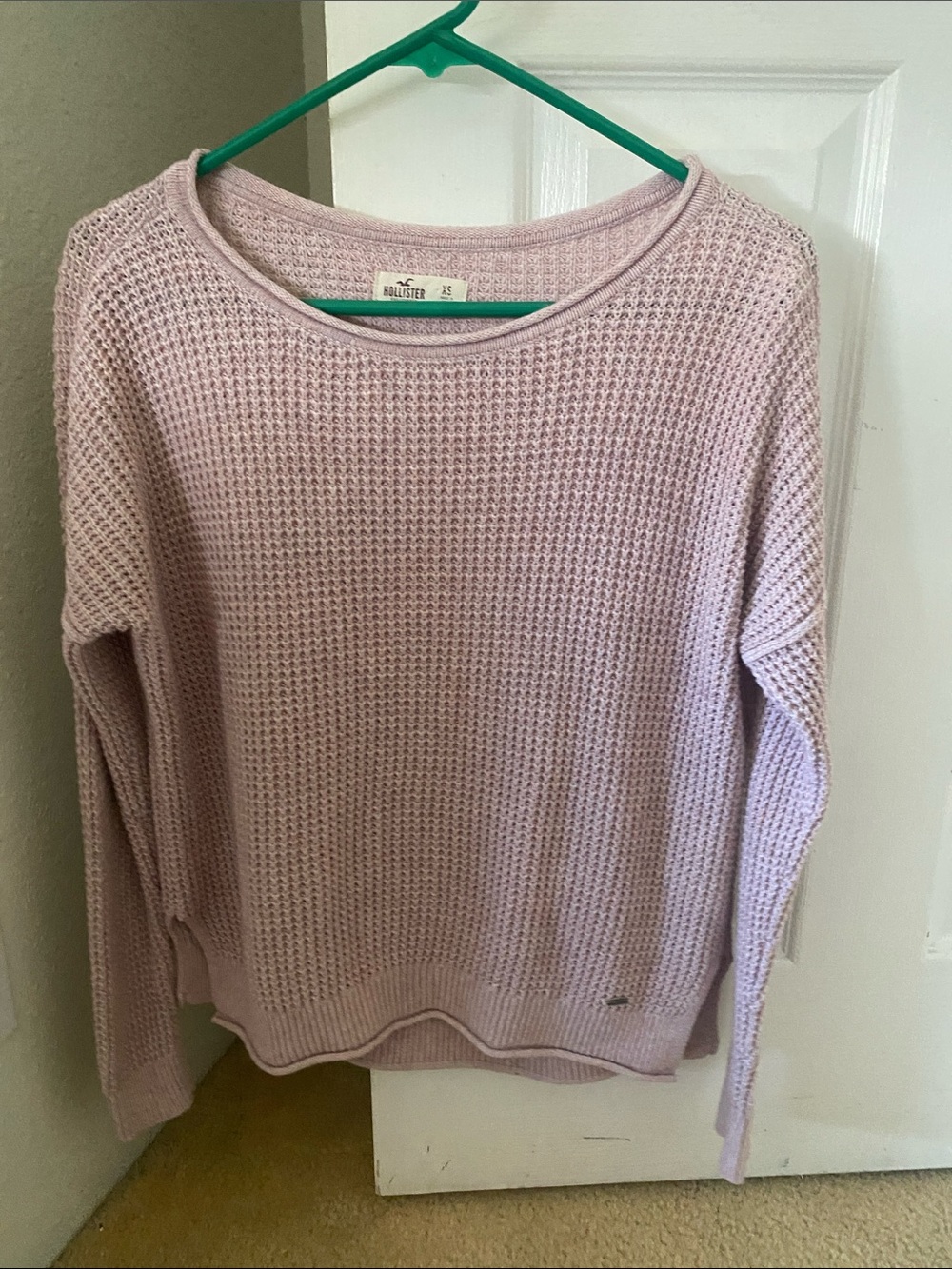 Hollister Lavender Waffle-Knit Crew Sweater